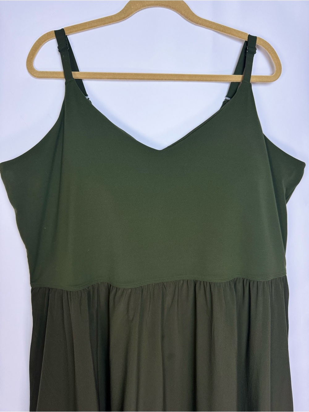 Athleta Elation Hybrid V Neck Olive Green Midi Dress 2X - Picture 3 of 6